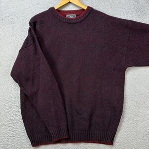 Vintage Woolrich Claret Mens XL Sweater Crewneck Burgundy Wool Blend Knit EUC